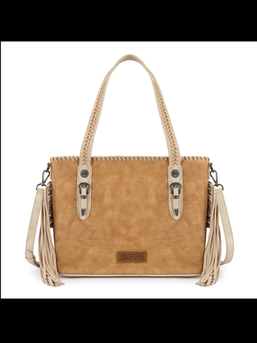 Wrangler Tan and Cream Fringe Shoulder Tote